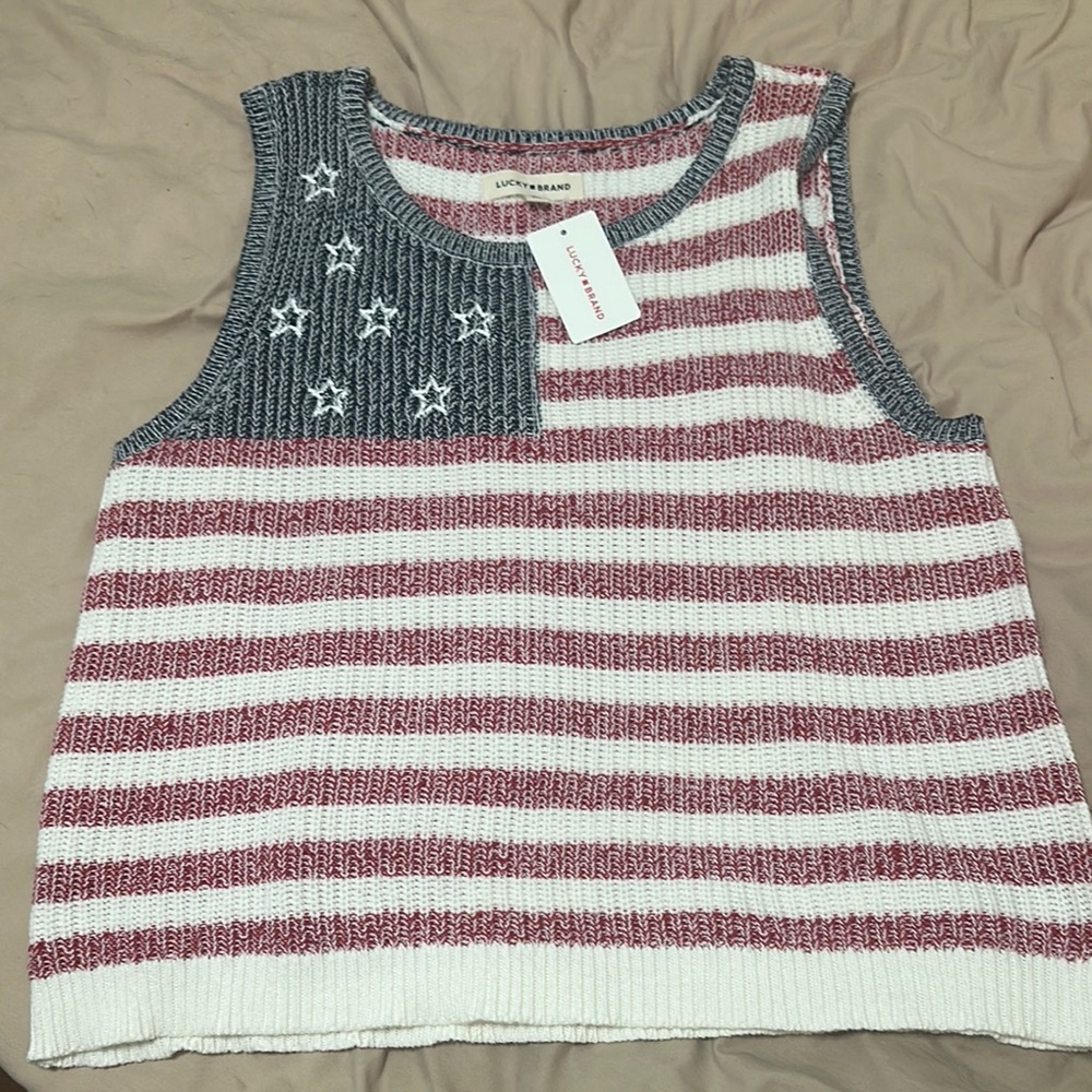 Lucky Brand Red, White, and Blue Tank Top